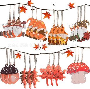 New Autum Thanksgiving Wooden Decorations Autum Dwarf Maple Leaf Pine Cone Hangings Wooden Hanging Craft Decoration