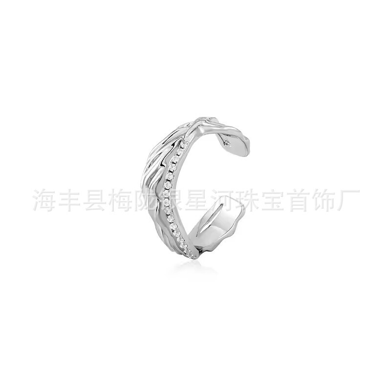 Silver Star River New S925 Sterling Silver Dune Open Ring Korean-style Simple All-match Light Luxury Design Elegant Women