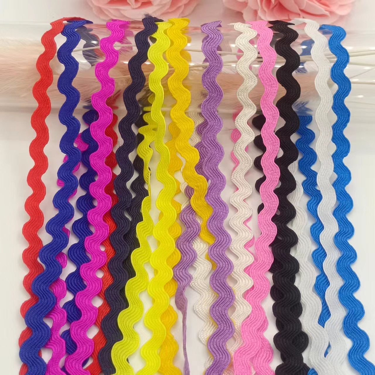 5mm onda de color sólido en forma de S borde curvo de encaje cortina de cinta sombrero ropa para niños accesorios de boda accesorios de ropa en stock