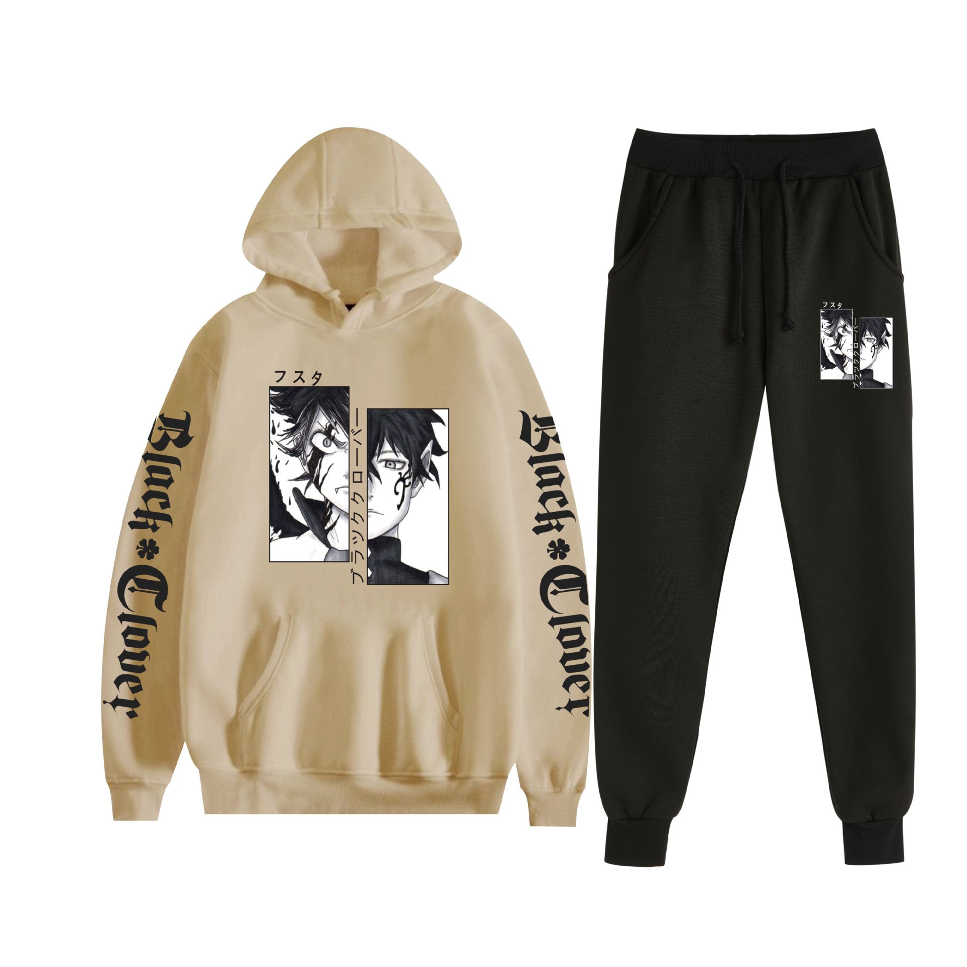 Comercio exterior nuevo estilo riman black trébol de cuatro hojas-Black Clover suéter con capucha corsés traje de dos piezas