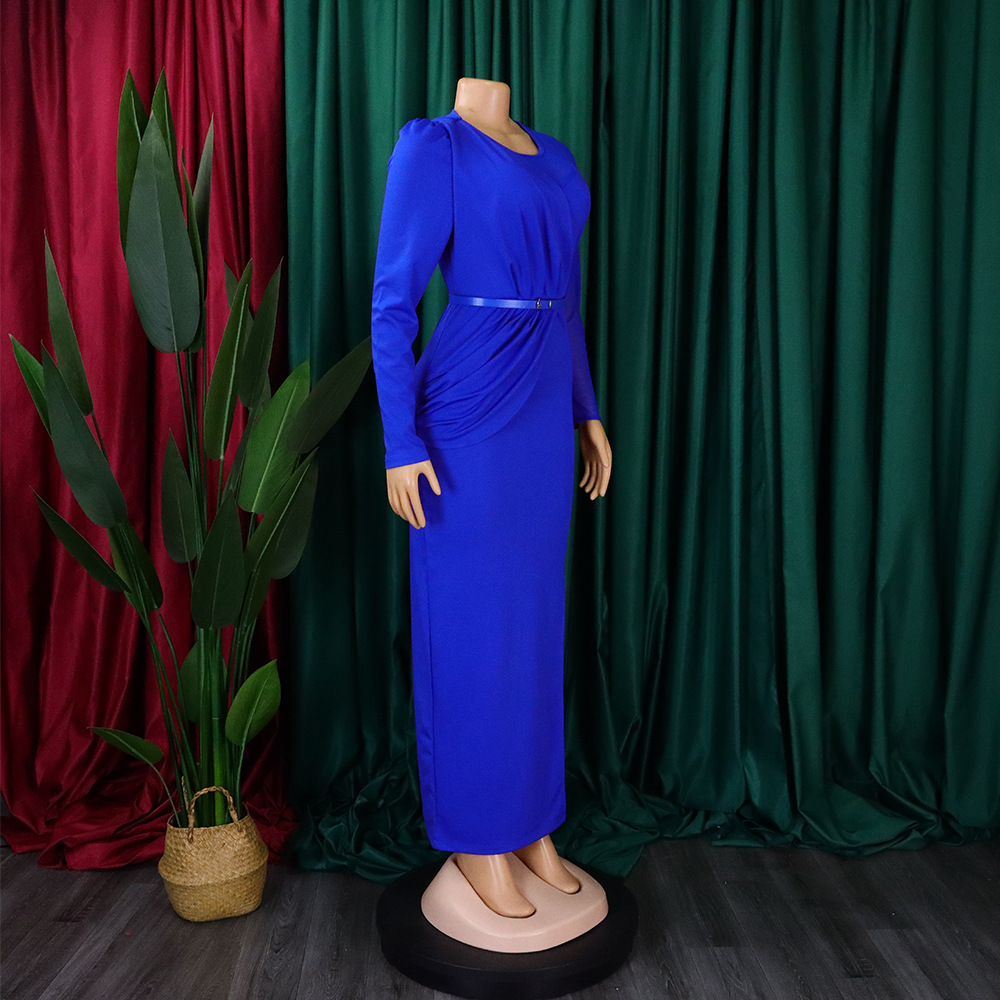 Damen Abendkleid Mit Langarm Und Mesh-einsatz Elegantes Festkleid_voghion.com
