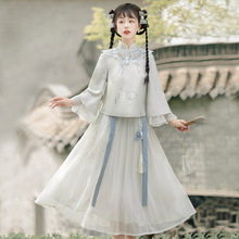 原创设计微雨中国风改良汉元素汉服女新中式套装8615