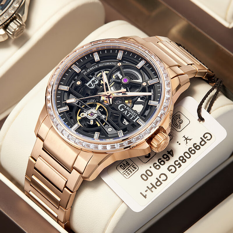 Bugatti brand watch men's multi-functional hollow Tourbillon fashion business waterproof luminous automatic mechanical watch