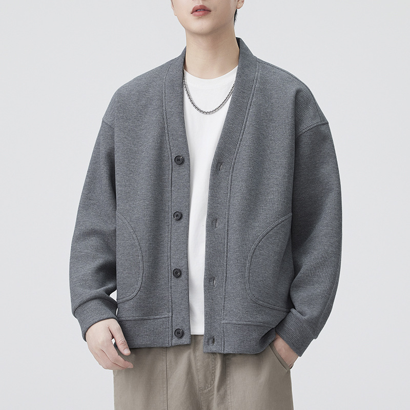 Men's Cardigan Sweatshirt 2025 Autumn New Fashion Brand Hong Kong Style Loose Trendy Single-Breasted Casual Sports Jacket for Men