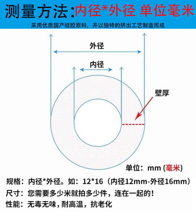 Mangueras de silicona de caucho de silicona inodoro de tubería de agua doméstica agua potable doméstica resistente a altas temperaturas elástica manguera transparente