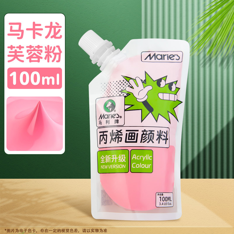 Pintura acrílica Marley en bolsa, paquete de recarga de 100 ml, juego de acrílico sin formaldehído para estudiantes de arte, graffiti, resistente al agua