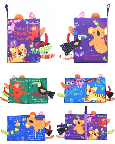  New Gbee Tail Cloth Book Toy Book Tear-Resistant 0-1 Year Old Baby Cloth Book Early Education Enlightenment Cognitive Book 