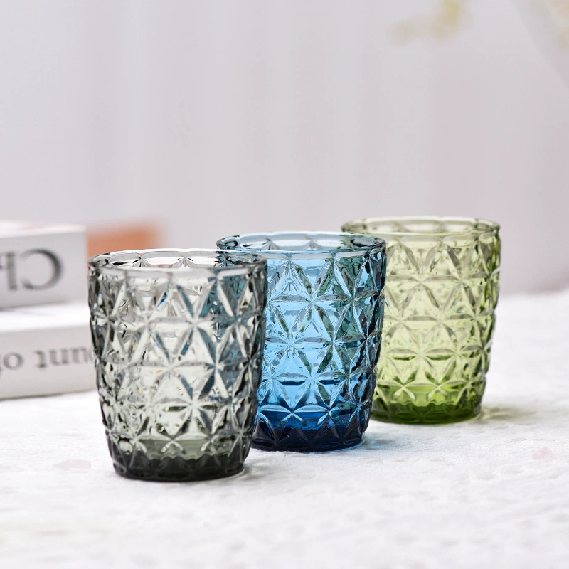 Прозрачная стеклянная цветная чашка с низким горлышком, цветная стеклянная бытовая чашка для воды, чашка для гостей, утолщенная чашка для воды для гостиной, оптовая продажа