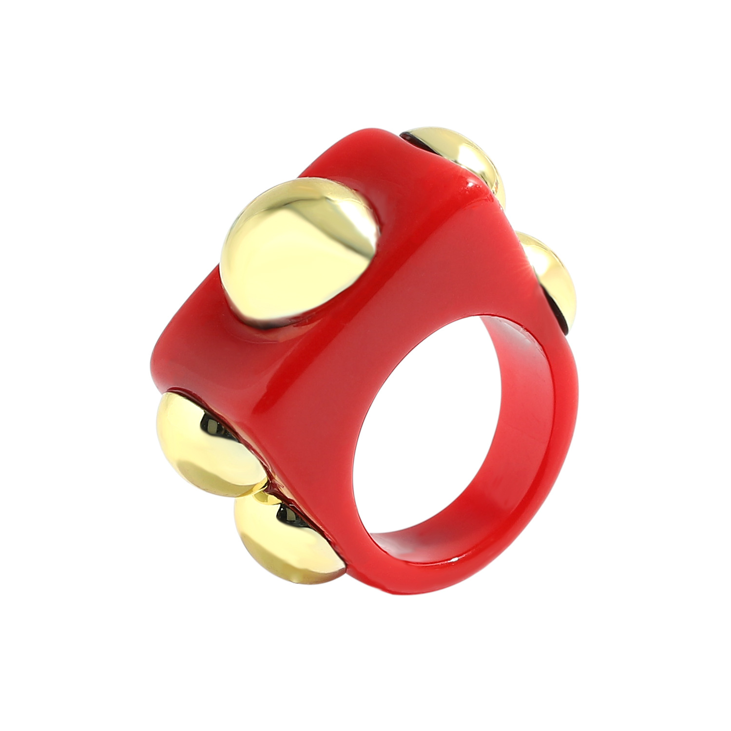 fashion candy color acrylic inlaid metal beanie ring