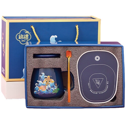 Coffee cup national trend Koi 55 degree thermostatic cup set warm cup souvenir gift ceramic mug gift box batch
