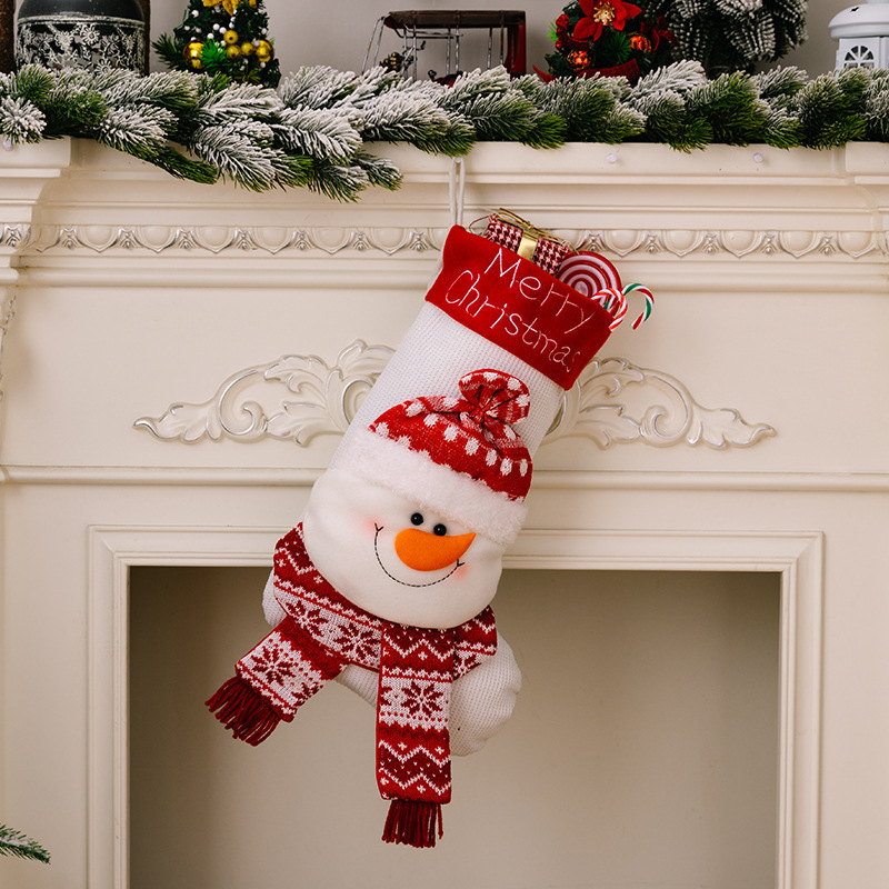 3種類の豪貝の新型のクリスマスの装飾の靴下の立体の老人のヘラジカのニットの靴下の子供の贈り物の袋の赤いクリスマスの靴下|undefined