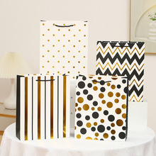 几何烫金小圆点手提包装袋 商场服装购物礼品袋 可印LOGO白卡纸袋