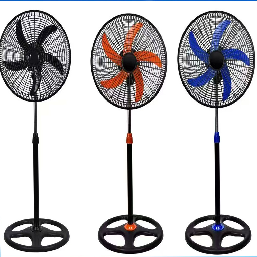 Ventilador eléctrico, ventilador de pie, oscilante, transfronterizo, ventilador de pie con aspas de malla de plástico de 18 pulgadas, vertical, alta potencia de viento, ventilador eléctrico industrial.