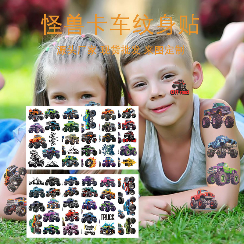Monster Truck Tattoo Sticker Cartoon Boy Toy Waterproof Sweat Fun Face Arm Temporary Tattoo Sticker suit Monster Truck Tattoo Sticker Cartoon Boy Toy Waterproof Sweat Fun Face Arm Temporary Tattoo Sticker suit