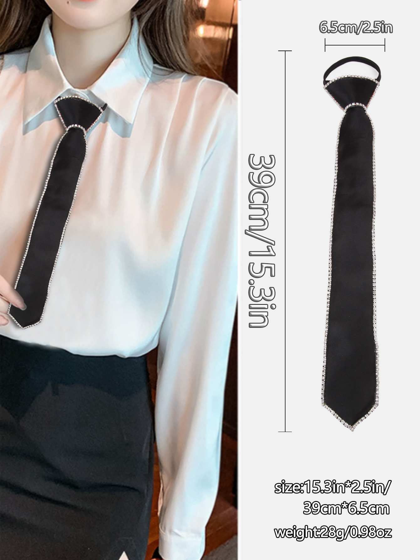 クロスボーダーの軽い豪華な黒いドリルのネクタイは怠け者のネクタイを調節できます。