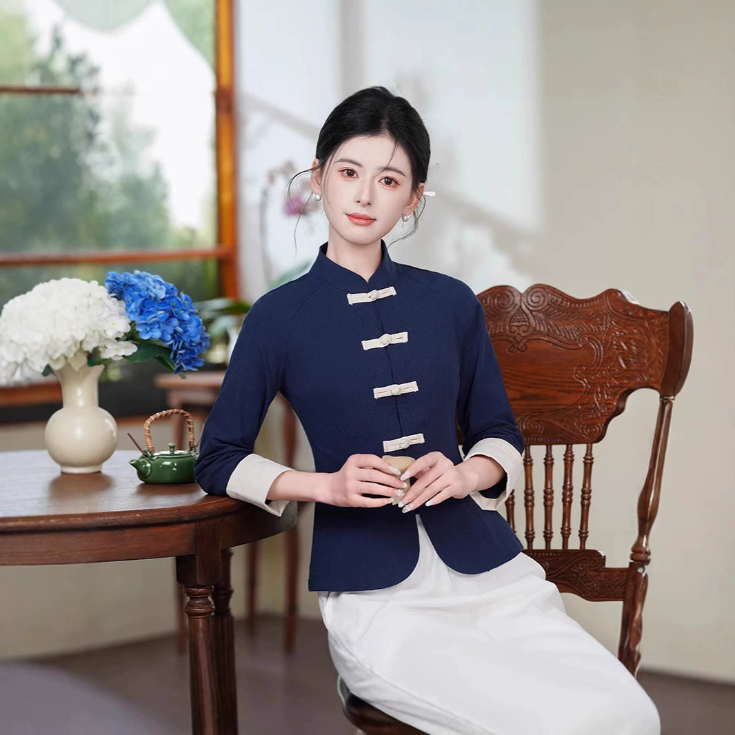 2503 Дзен Женская Весенняя Одежда Дзен Костюм Китайский Стиль Чайный Художник Рабочая Костюм