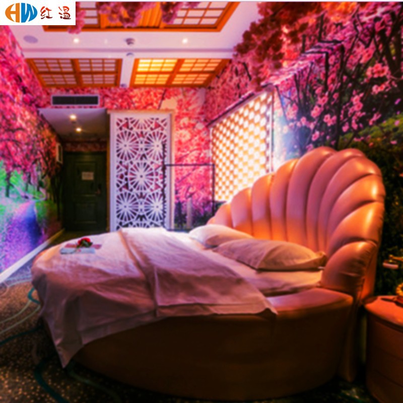 Round Bed Water Bed B&B Furniture Hotel Electric Shell Shadow Coffee Bar Couple Theme Simple Light Luxury Bed