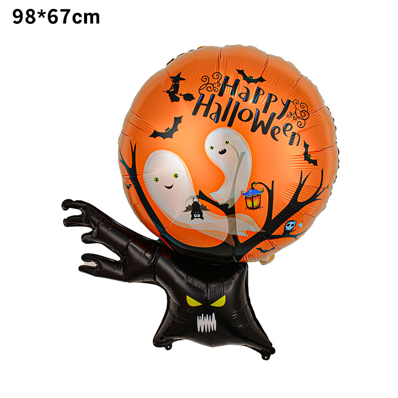 Globo de película de aluminio de Halloween nuevo tema de bruja de dibujos animados calabaza fiesta de Halloween diseño de globos en forma de fantasma
