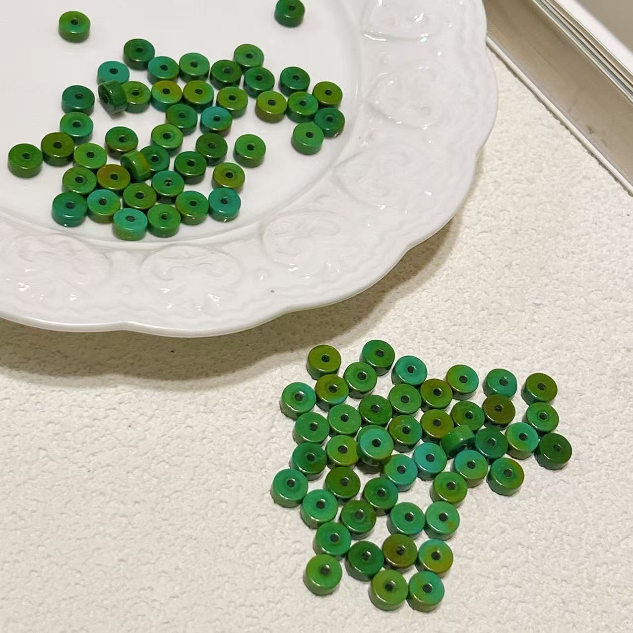 Magnesium Mineral Rapeseed Green Straight-Cut Spacer Tablet Accessories Bracelet Spacer DIY Accessories