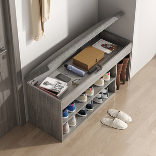 Clearance Shoe Bench for Home Entrance, Shoe Cabinet with Integrated Soft Cushion Bench, Entryway Shoe Rack with Seating and Shoe-Wearing Bench