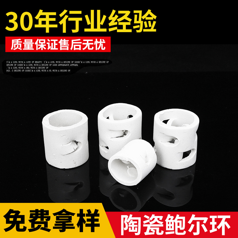 厂家直供 50mm陶瓷鲍尔环 陶瓷散堆填料 硫酸塔冷却塔除尘塔填料