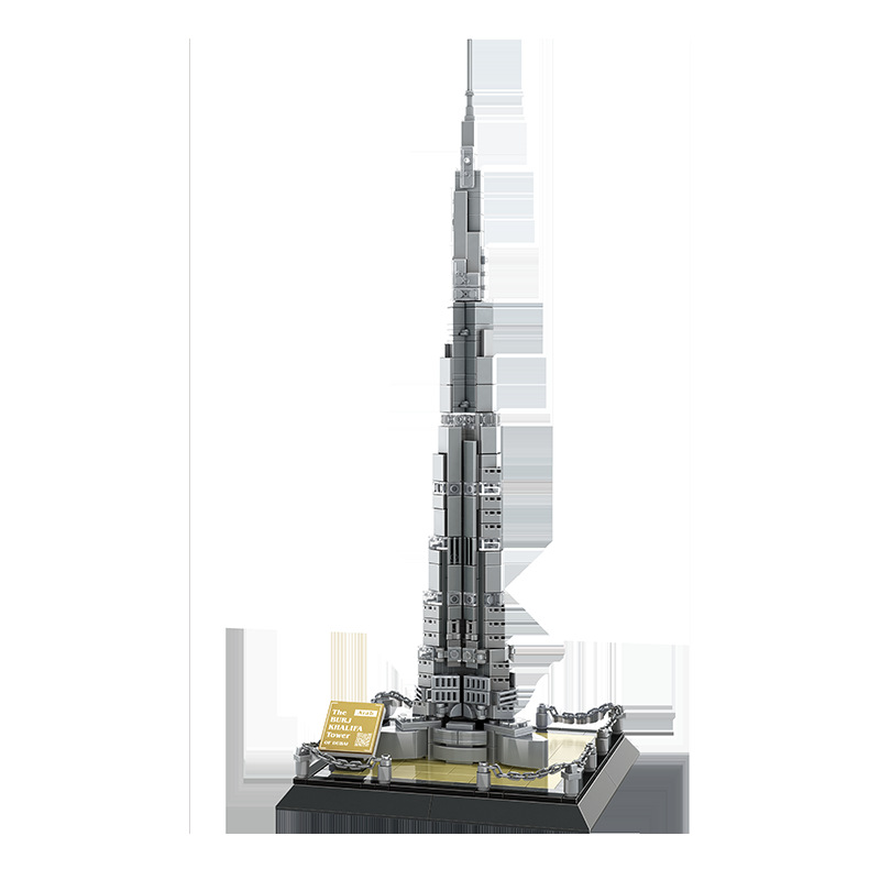万格4222迪拜哈利法塔收藏版拼装小颗粒城市建筑街景积木摆件玩具