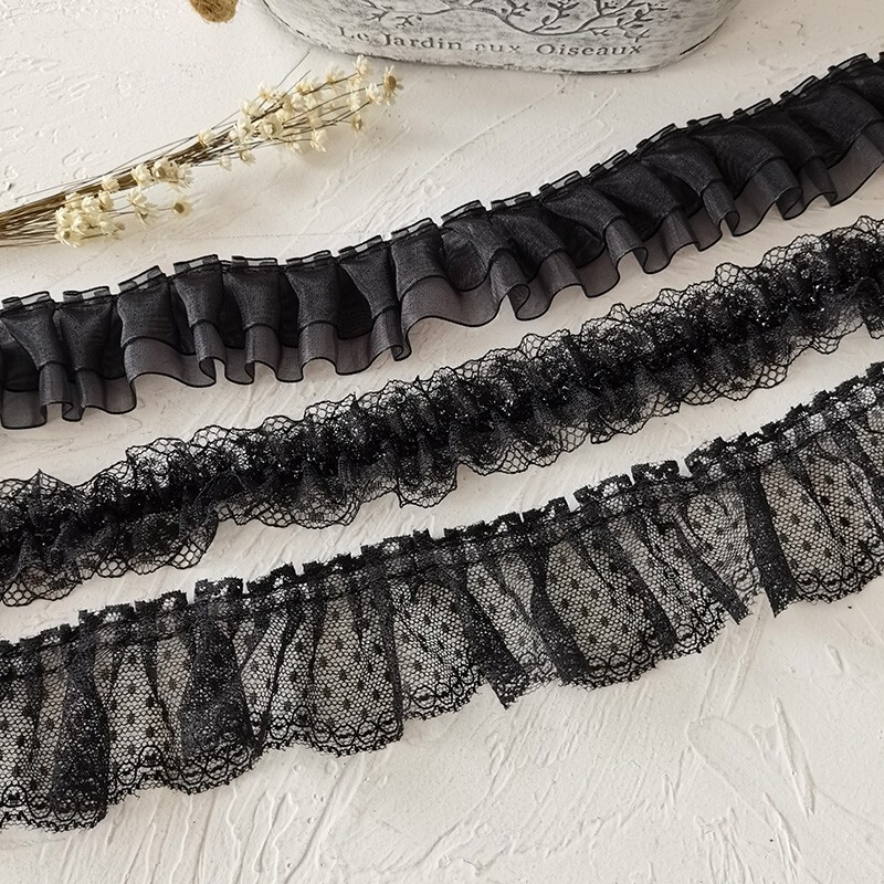 black lace accessories diy clothes gauze lace organza neckline decorative skirt hem with length and width fabric