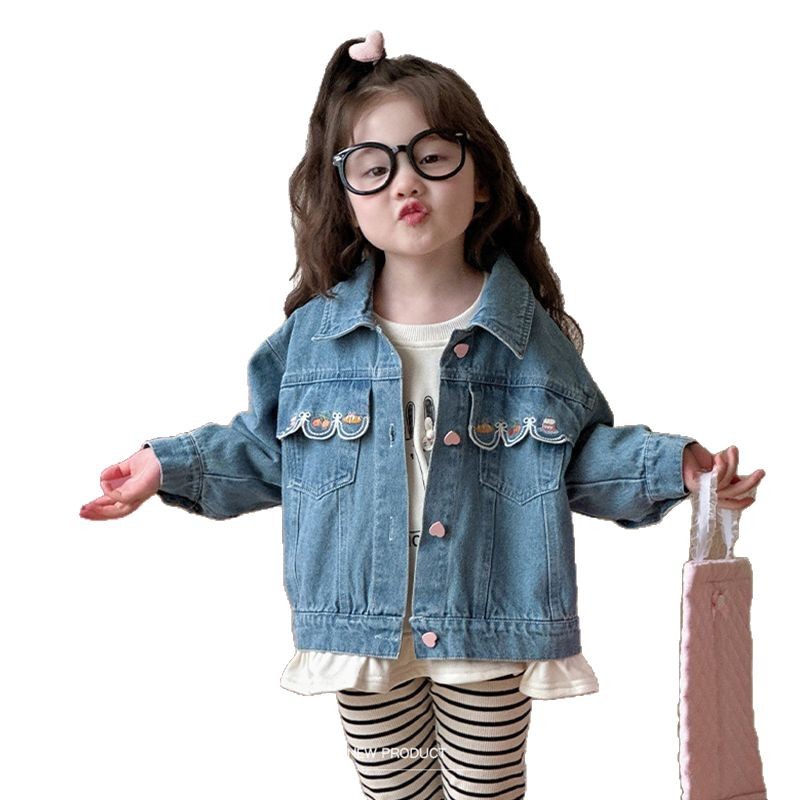 Chaqueta de vaqueros de niña primavera y otoño 2025 nuevo niño chaqueta coreana ropa de primavera de bebé