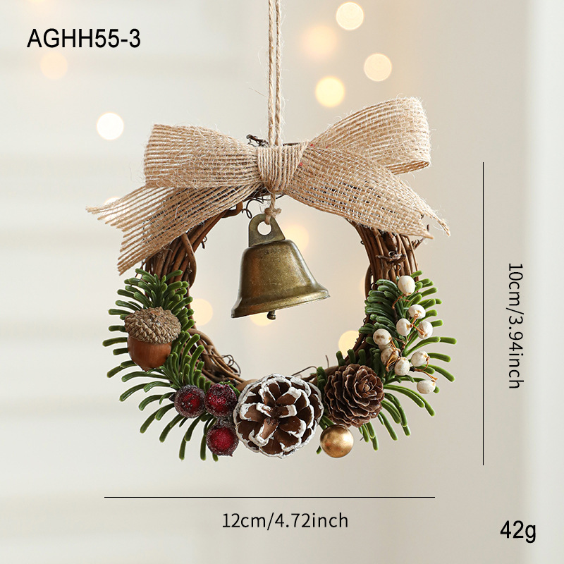 Nuevo arco de Navidad campana guirlanda puerta colgante árbol de Navidad pinos vinas colgante decoración de pared en stock