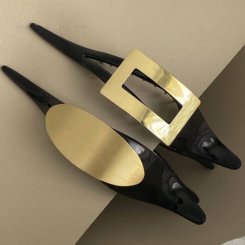 Fermaglio per capelli con piastra grande in metallo trafilato di alta qualità, nero, con una sola parola, nuovo fermaglio per capelli popolare online, copricapo da donna_voghion.com