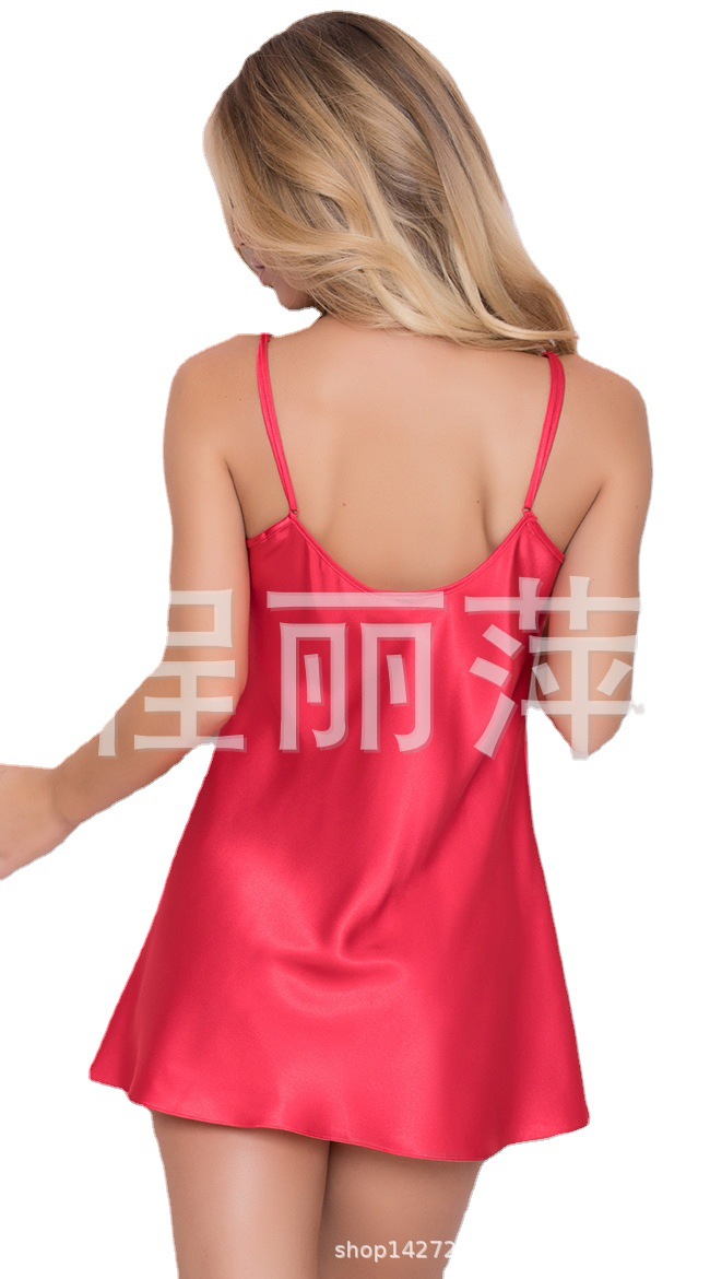 Europa y América más tamaño sexy con cuello en V Honda grande sin respaldo flojo falda grande camisón en forma de melocotón Youren homewear 1252