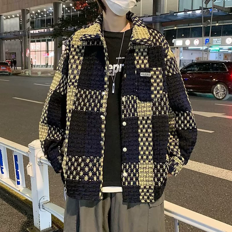 Little Xiangfeng клетчатое пальто мужской ns Chao весной и осенью красивый жареный уличный дизайн