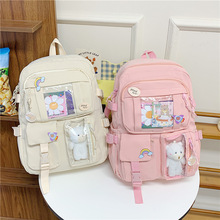 新款大容量牛津布多兜双肩包初中小学生男女同款书包文具店批发