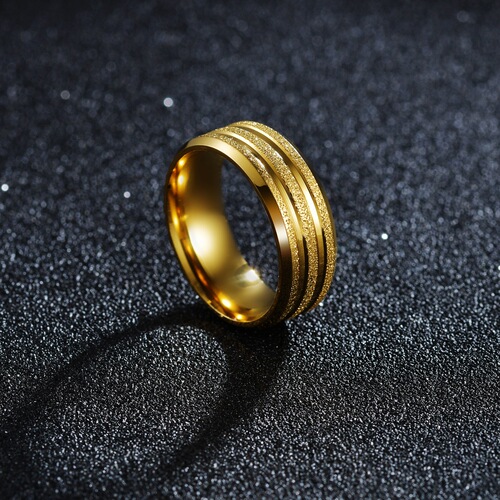 Cross-border rings Vietnamese sand gold rings Frosted flower rings for women Stainless steel gold-plated couple rings jewelry wholesale