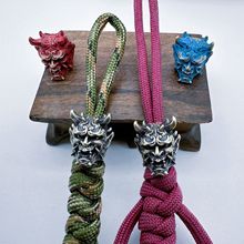 日本武士恶魔鬼头刀坠EDC户外用品挂件手机钥匙扣挂饰diy黄铜做旧