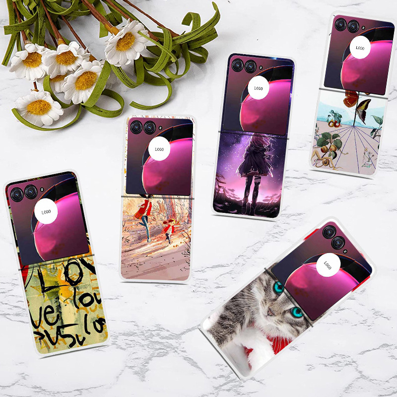 Suitable for Moto Razr 50 Ultra Razr+ 2024 Upper and Lower Pc Cover Mobile Phone Case Cartoon Simple Dropshipping