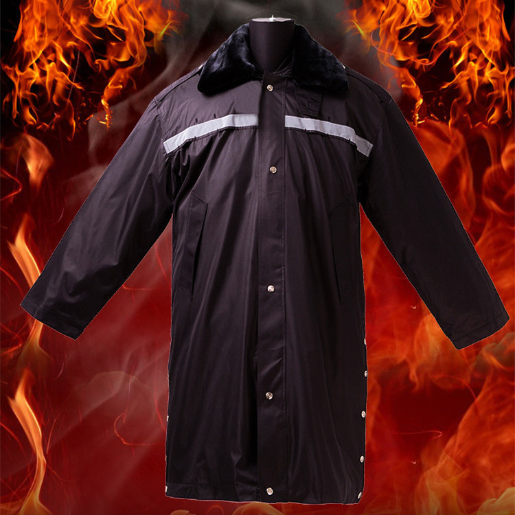 保安棉服工作服中长款加厚防寒服冬装服加反光条长款保安棉服定制|ms
