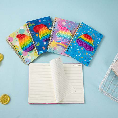 80 pieces of a5 notebook student cartoon cute decompressed silicone bubble original gift high-value coil notebook