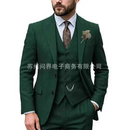 新款英伦复古装西服人字纹外套欧美多袋人字纹西服装男士婚礼西装