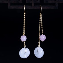 素十八s925银手工diy时尚白玉平安扣耳环女民族风甜美马粉耳饰品