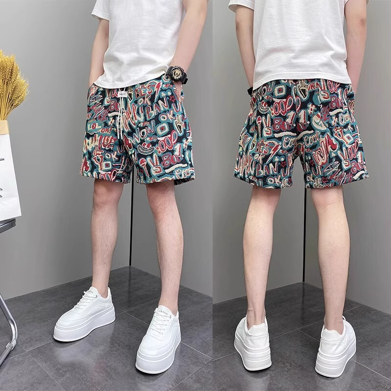 Summer Thin Fashion Design Graffiti Youth Men's Loose Casual Beach Shorts Stylish High-End Five-Point Shorts Men Summer Thin Fashion Design Graffiti Youth Men's Loose Casual Beach Shorts Stylish High-End Five-Point Shorts Men