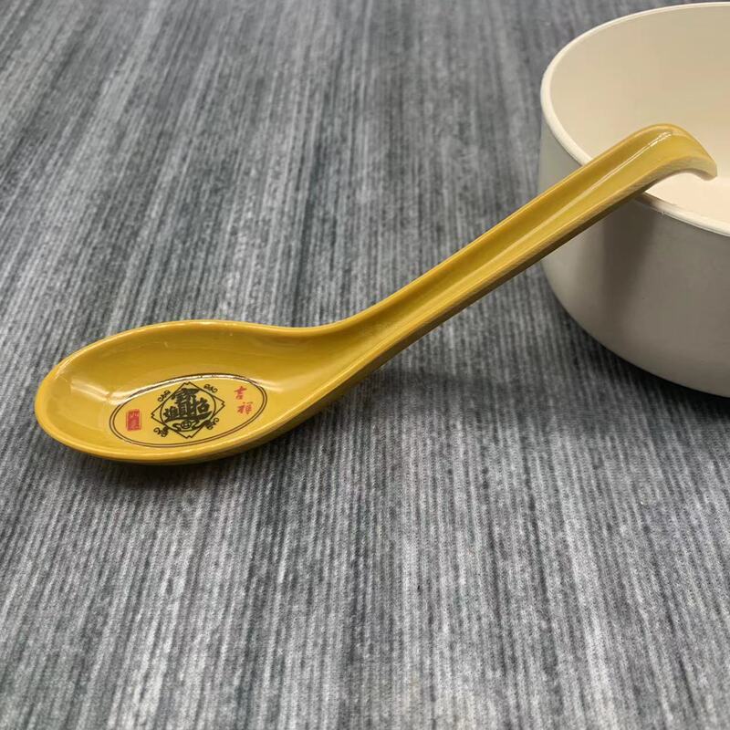 カラーメラミン模造磁器スプーンフック付きスプーン転倒防止スプーン商用厚いスプーン飲食ホテルプラスチック食器|undefined