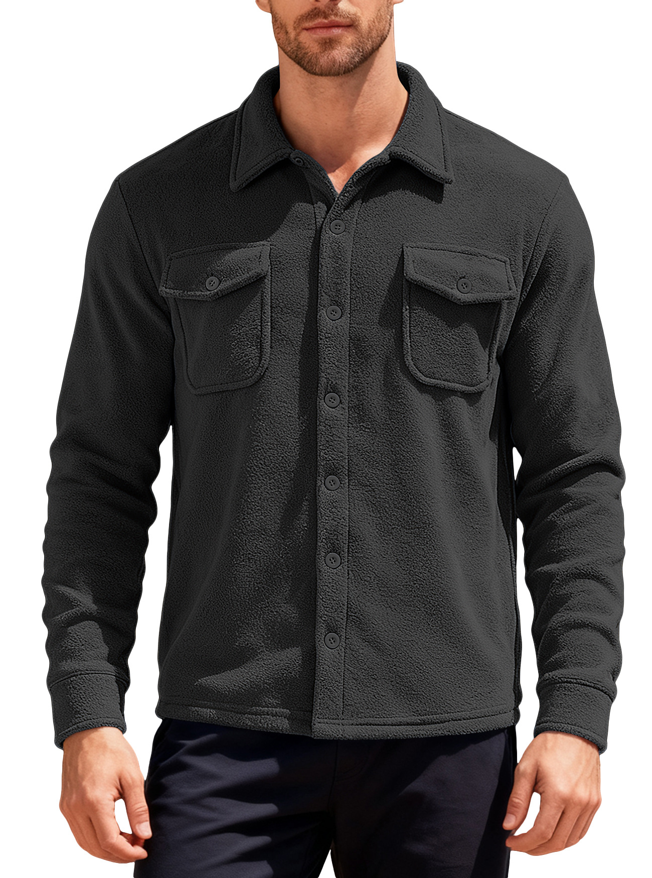 Nuevo estilo europeo y americano transfronterizo pesado para hombres con herramientas de terciopelo al aire libre chaqueta de solapa casual abrigo cálido suelto