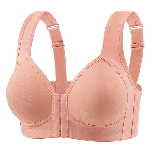 Front-fastening middle-aged and elderly full-cup bra without underwire, comfortable side-bra support, thin bra for shaping