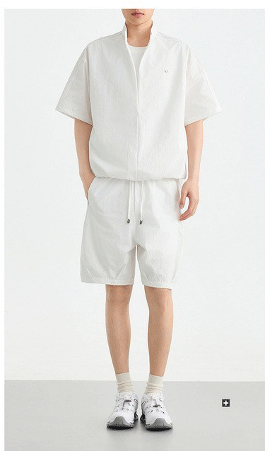 Bộ đồ thể thao nam 2 mảnh áo sơ mi cổ đứng không nút phối quần short — Quần Short Màu Xanh Đen (91680) chi tiết 16