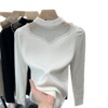 Half high necked knitted bottom sweater， fashionable autumn and winter mesh top