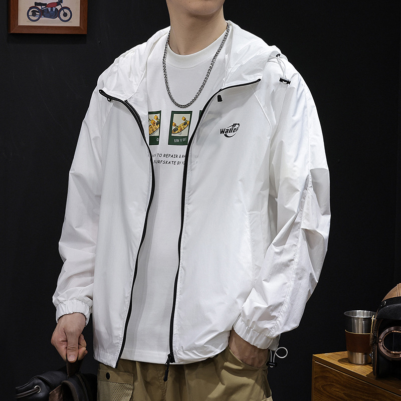 White Ice Silk Sun Protection Clothing for Men 2025 New Large Size Classy Ice-Sense Men's Summer Fishing Clothing Work Jacket