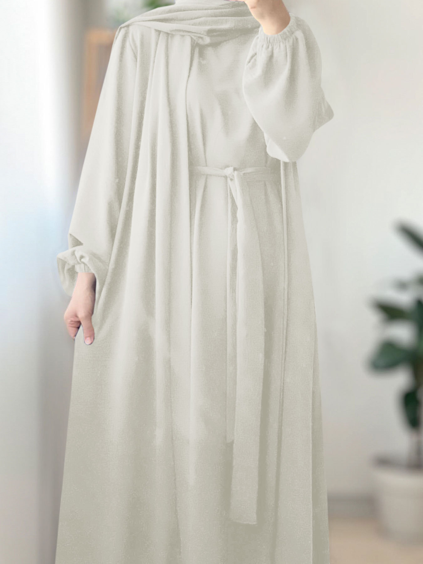2025 Spring New Arrival Turkey Dubai Solid Color Two-Piece Women's Robe Dress_ecoleips.com