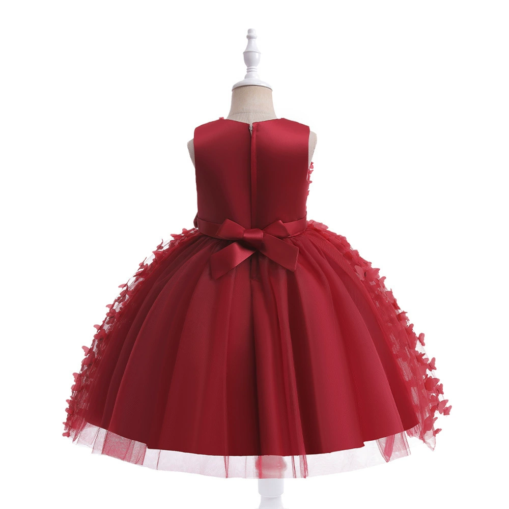 Children's evening dress, three dimensional small princess costume with bow, flower girl dress, wedding dress, Amazon