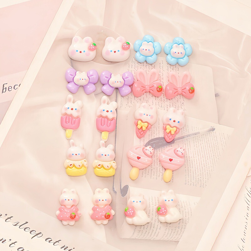 Super Mini resin diy jewelry hair accessories handmade cream glue material mobile phone shell hairpin patch cute bunny series